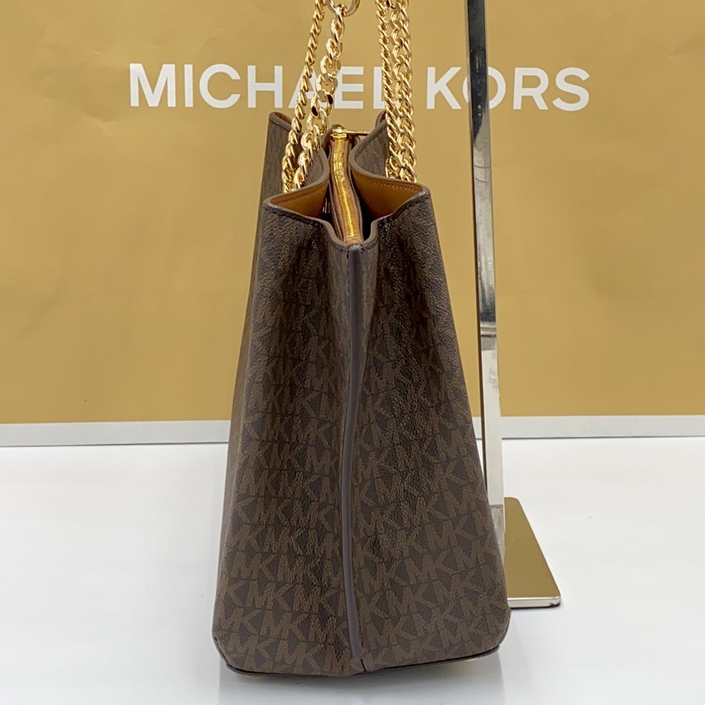 MICHAEL KORS TEAGEN LG LONG DROP SATCHEL BROWN - Picture 7 of 16